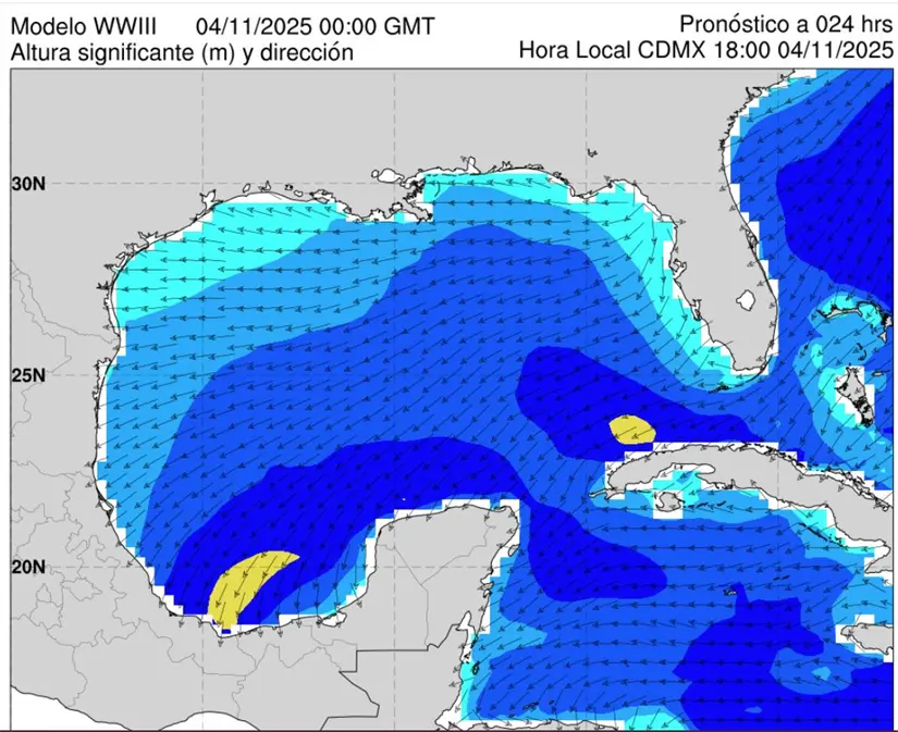 FOTO: Comisión Naciona del Agua (Conagua) | pronostico de rafaga máxima de viento. 