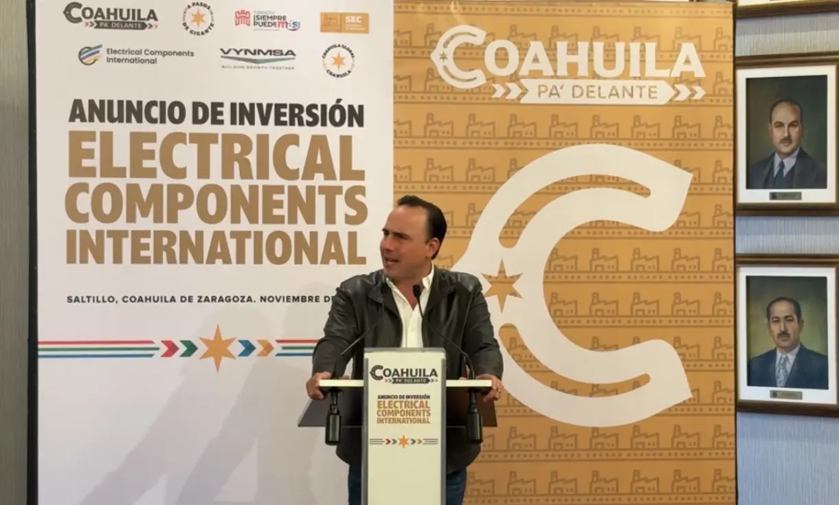 El gobernador Manolo Jiménez anunció la inversión de la empresa Electrical Components International en Torreón. (Fotografía: Gobierno de Coahuila)