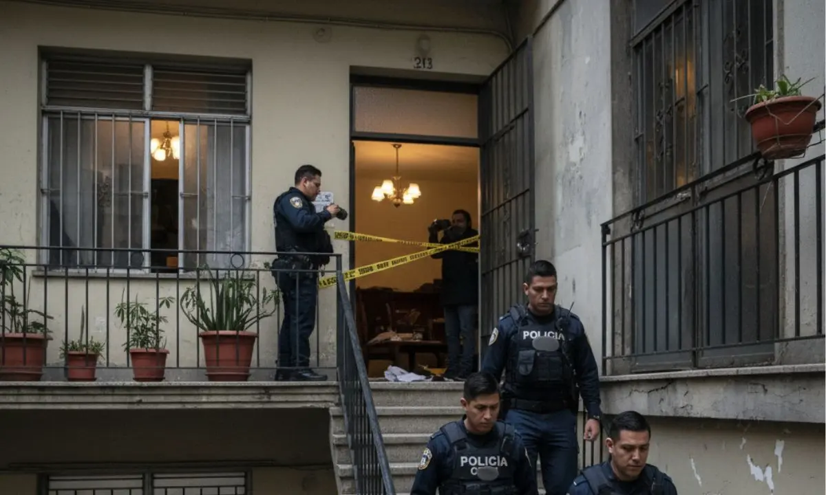 Policía de CDMX llegando a una llamada de emergencia. Foto: creada con IA.