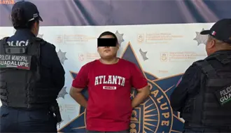 Policía de Guadalupe detiene a sujeto tras quedar atrapado en malla con púas