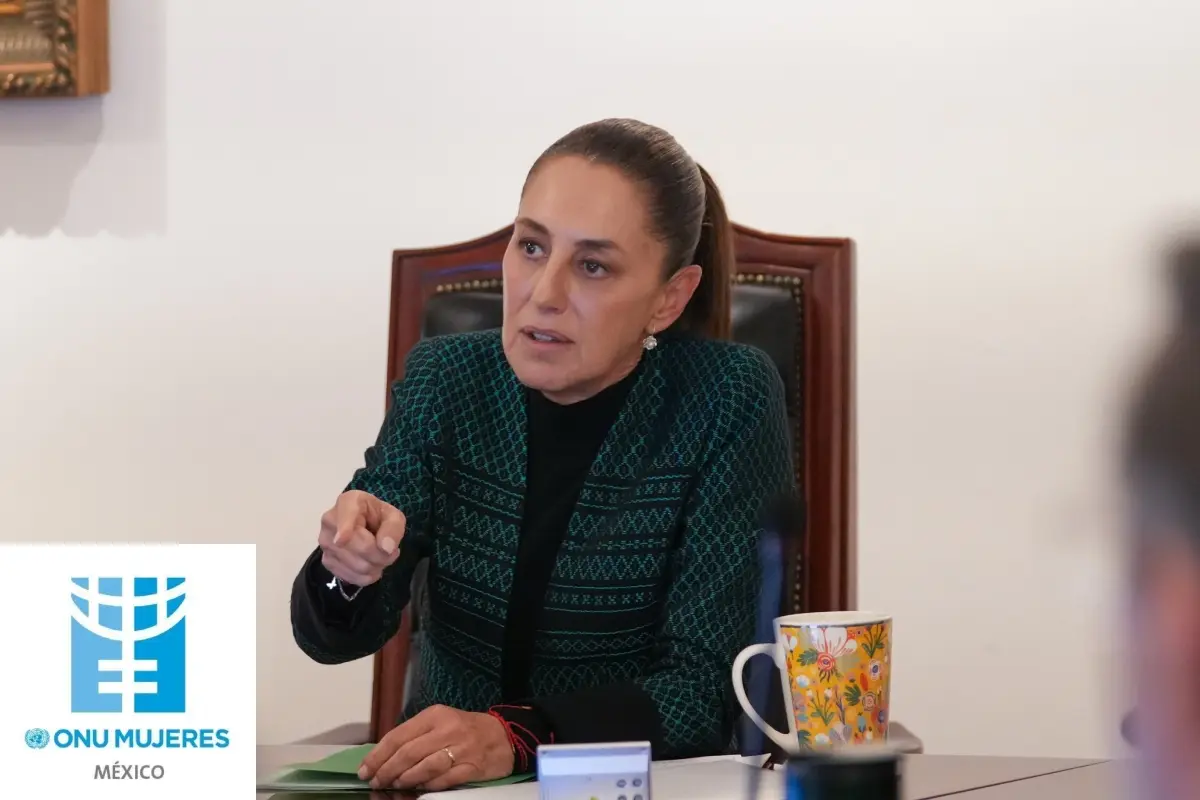 Claudia Sheinbaum/Logo de ONU Mujeres Foto: X(Twitter) @Claudiashein/@ONUMujeresMX
