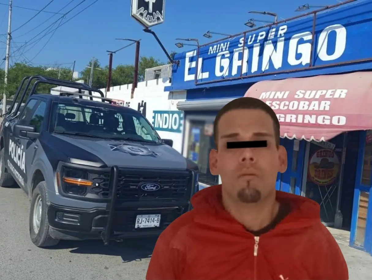 Al intervenir, los uniformados identificaron al hombre como Leonardo “N”, de 27 años de edad, quien además portaba sustancias ilícitas. Foto: Canva/Secretaría de Seguridad y Vialidad de Salinas Victoria.