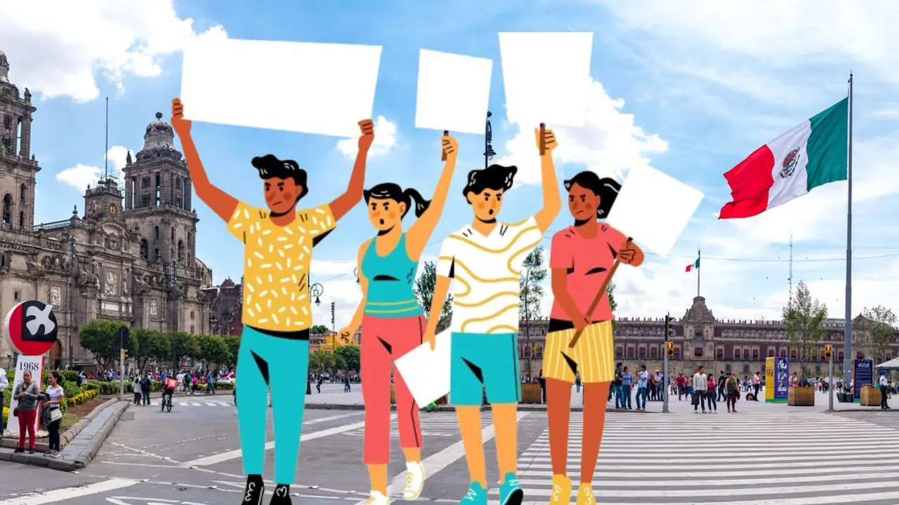 Marchas en CDMX. Foto: Freepik y Canva