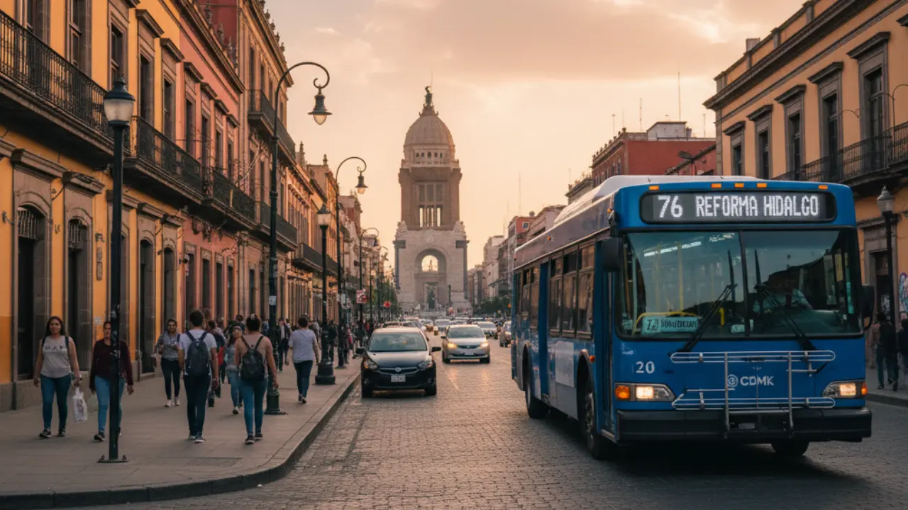 Imagen de autobús en el Centro Histórico de la Ciudad de México | Gemini IA