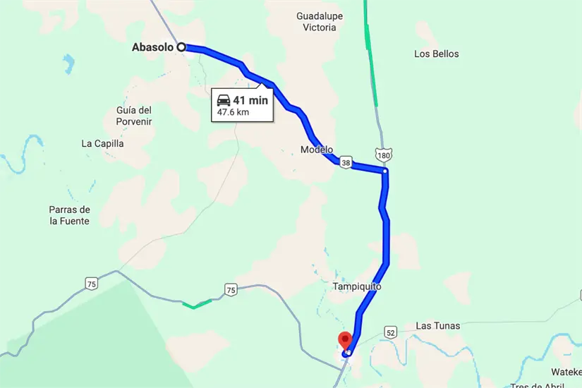 imagen recuadro Carretera Abasolo-Soto la Marina. Foto: Google Maps