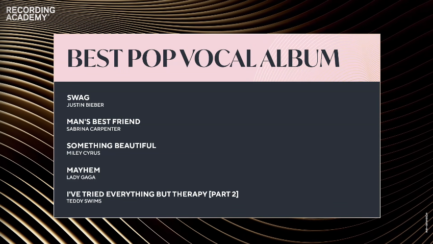 MEJOR ÁLBUM POP