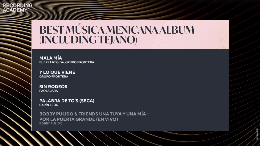 MEJOR ÁLBUM DE MÚSICA TEXAJA