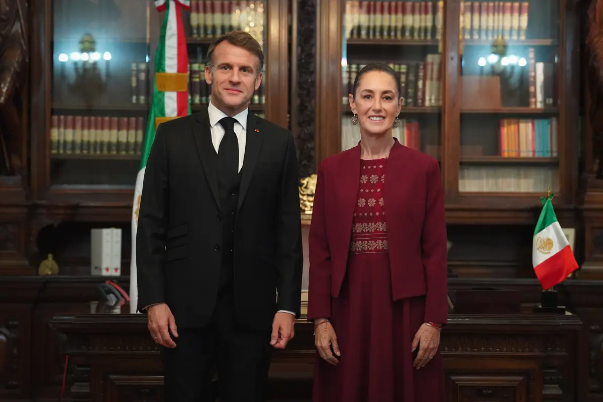 Claudia Sheinbaum y Emmanuel Macron. Foto: X (@Claudiashein)
