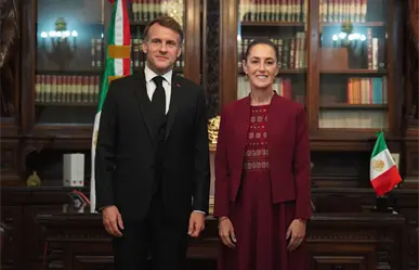 Claudia Sheinbaum recibe a Emmanuel Macron, presidente de Francia, en Palacio Nacional