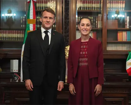 Claudia Sheinbaum recibe a Emmanuel Macron, presidente de Francia, en Palacio Nacional