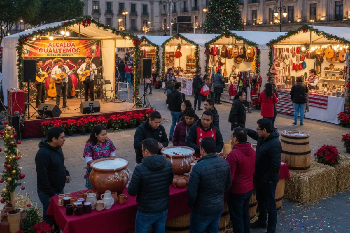 Tianguis del pulque navideño llega a la CDMX. Foto: IA