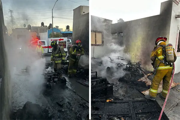 Incendio en casa de Ramos Arizpe consume cuatrimoto; sospechan fue provocado Incendio en casa de Ramos Arizpe consume cuatrimoto; sospechan fue provocado