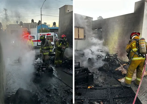 Incendio en casa de Ramos Arizpe consume cuatrimoto; sospechan fue provocado