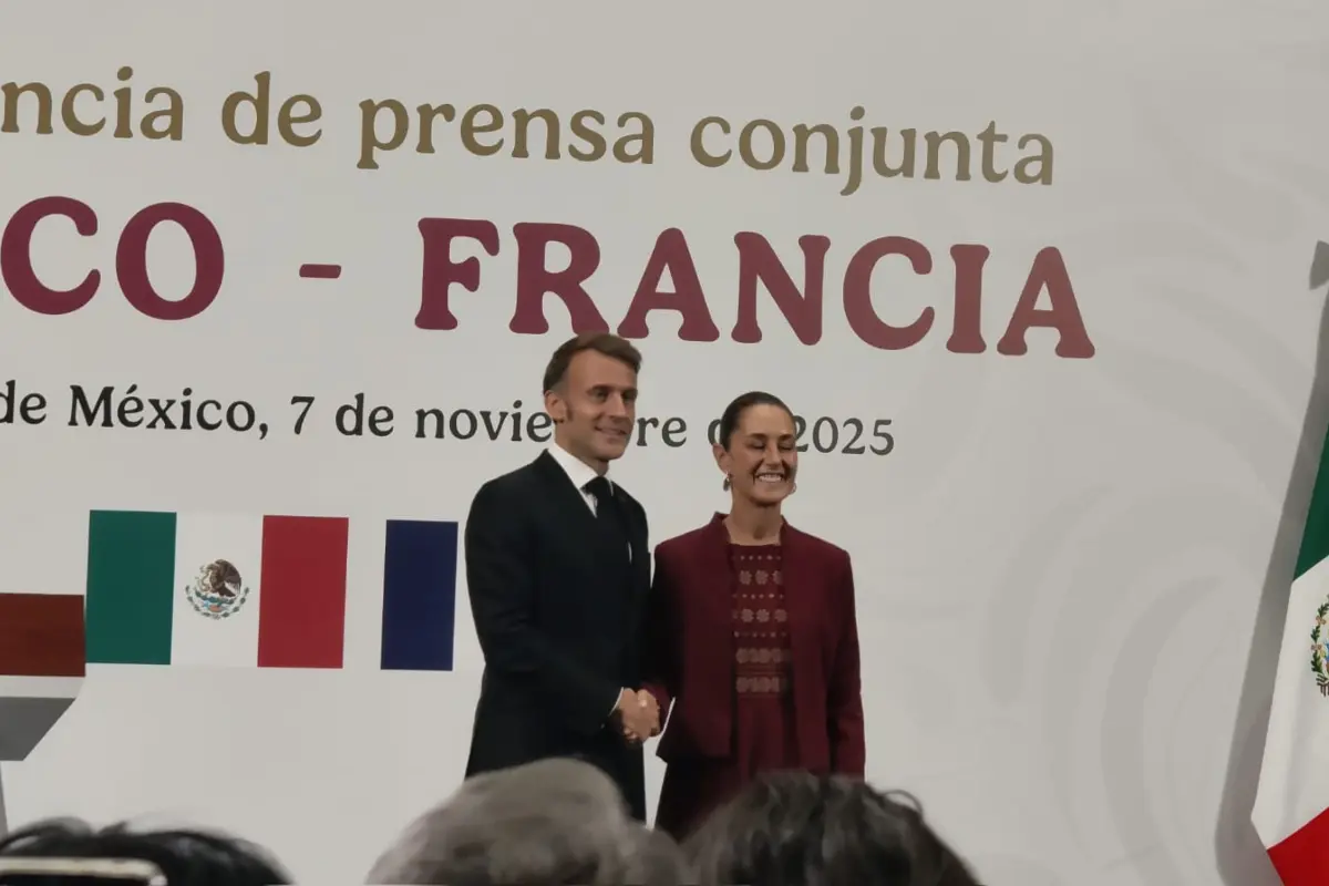 Emmanuel Macron y Claudia Sheinbaum Foto: Laura Ávila