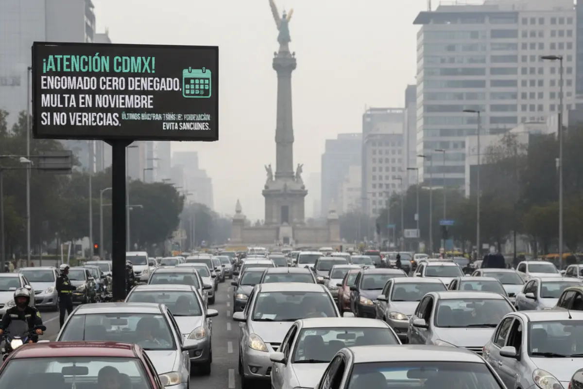 Autos tienen que realizar la verificación vehicular en la CDMX. Foto: IA