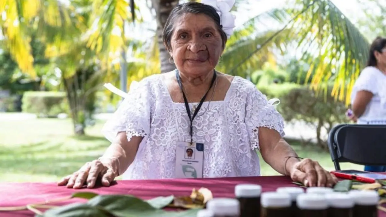 Más de 40 médicas y médicos tradicionales compartieron saberes ancestrales en la Feria “Raíces de Sanación 2025”, celebrada en Valladolid, Yucatán Foto: Cortesía