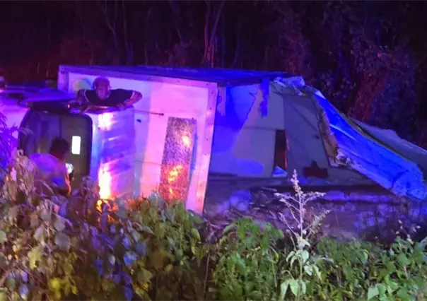 Tres toneladas de pescado quedaron esparcidas tras volcadura en la vía a Celestún