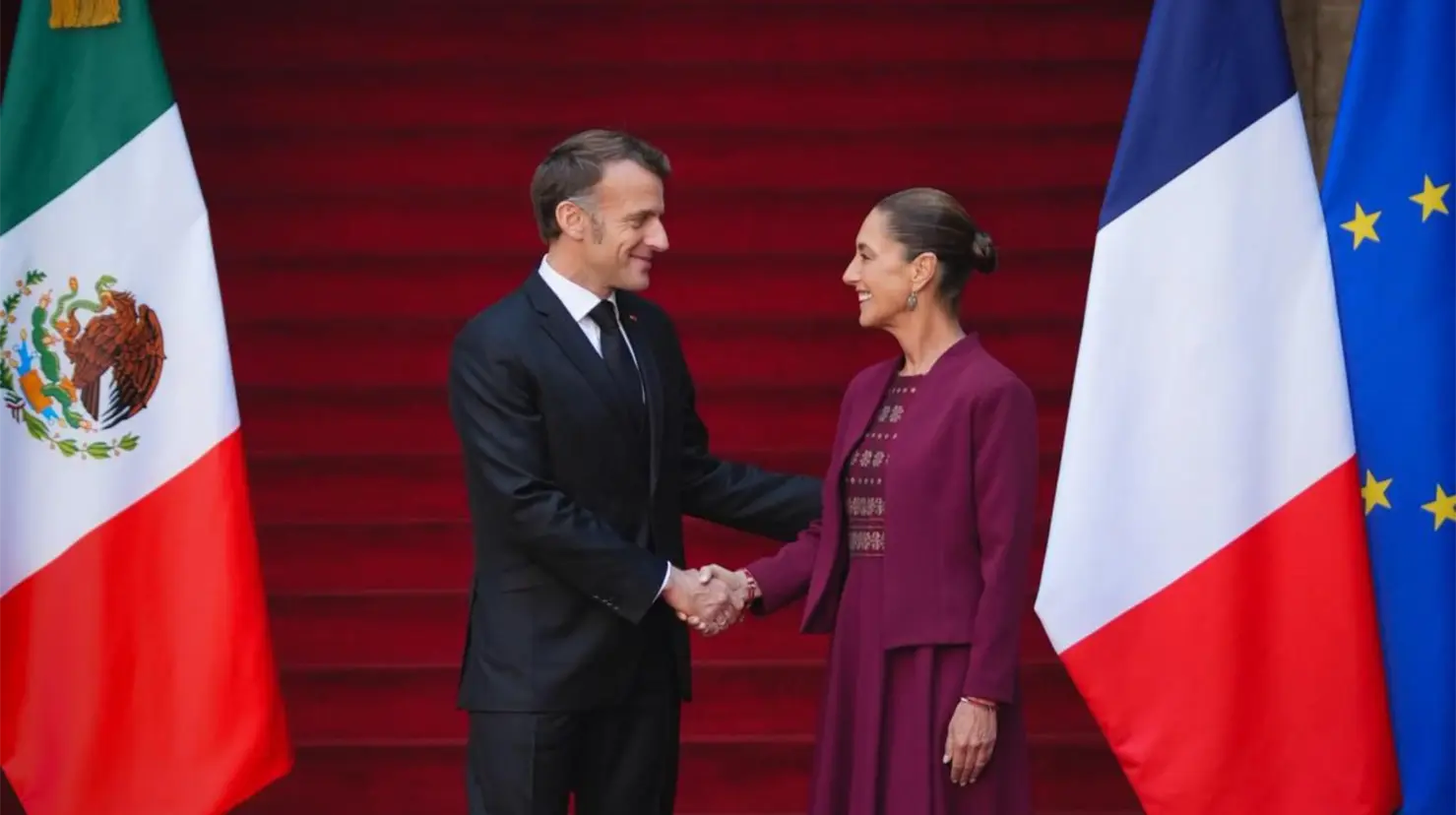 Emmanuel Macron invita a Sheinbaum a Francia en 2026 por los 200 años de relaciones diplomáticas. Foto: X (@juanbaaq)