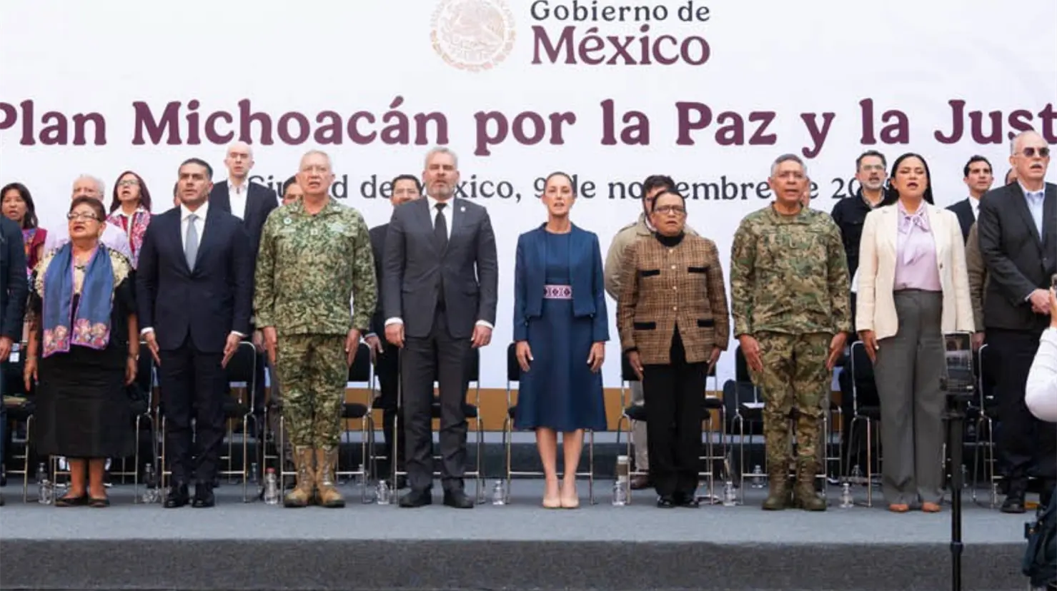 Claudia Sheinbaum presenta el Plan Michoacán para recuperar la paz en el estado. Foto: X (@GobiernoMX)