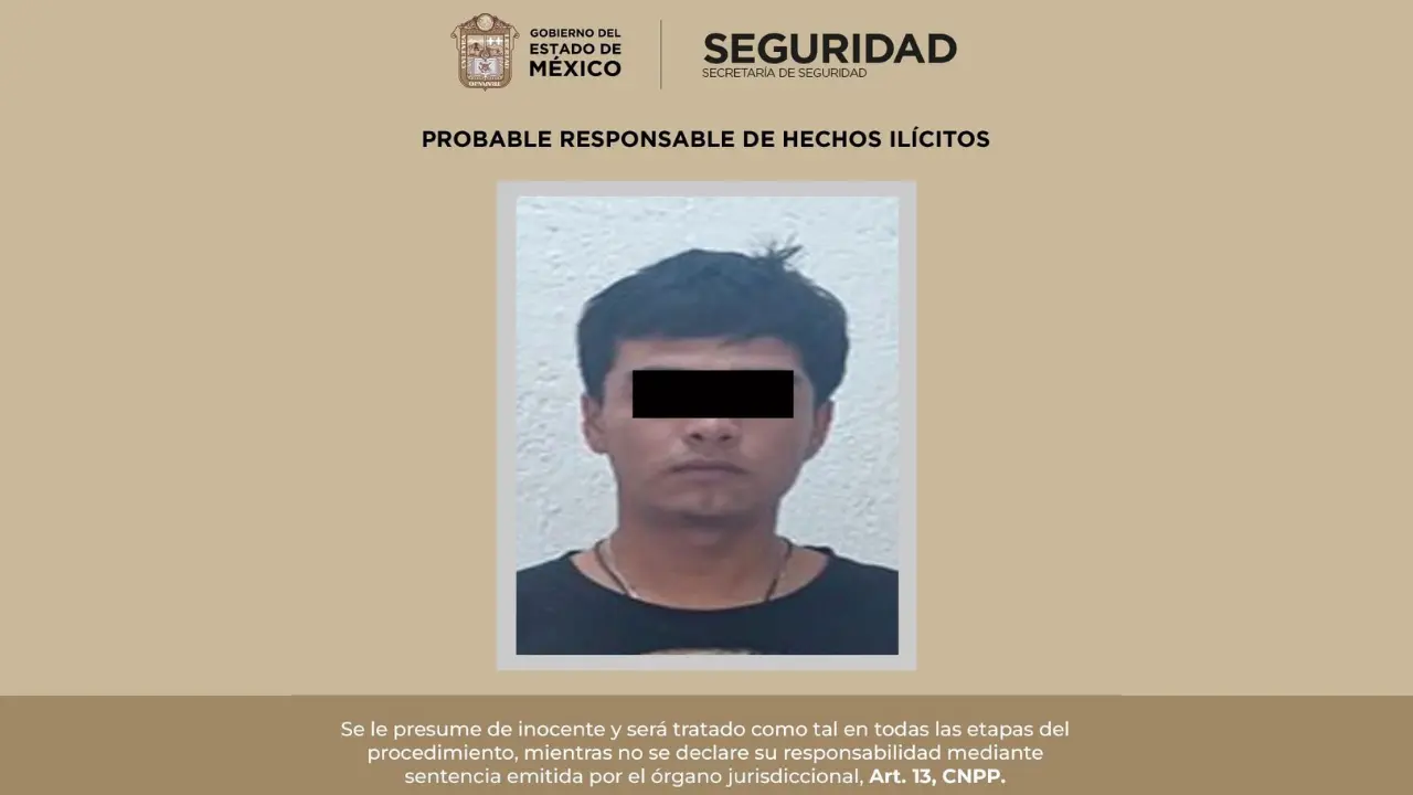 Detenido en el Edomex por su presunta participación delictiva. | Foto: SSEM