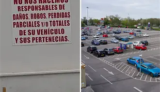 Letrero No nos hacemos responsables no tiene validez legal en estacionamientos públicos