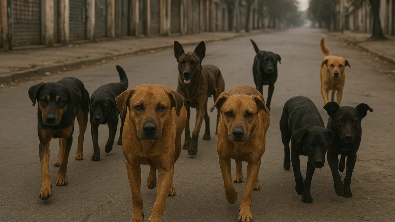 Jauría de perros callejeros en el Edomex. | Foto: IA ChatGPT