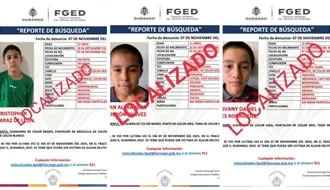 Localizan a 3 niños desaparecidos en Durango este fin de semana