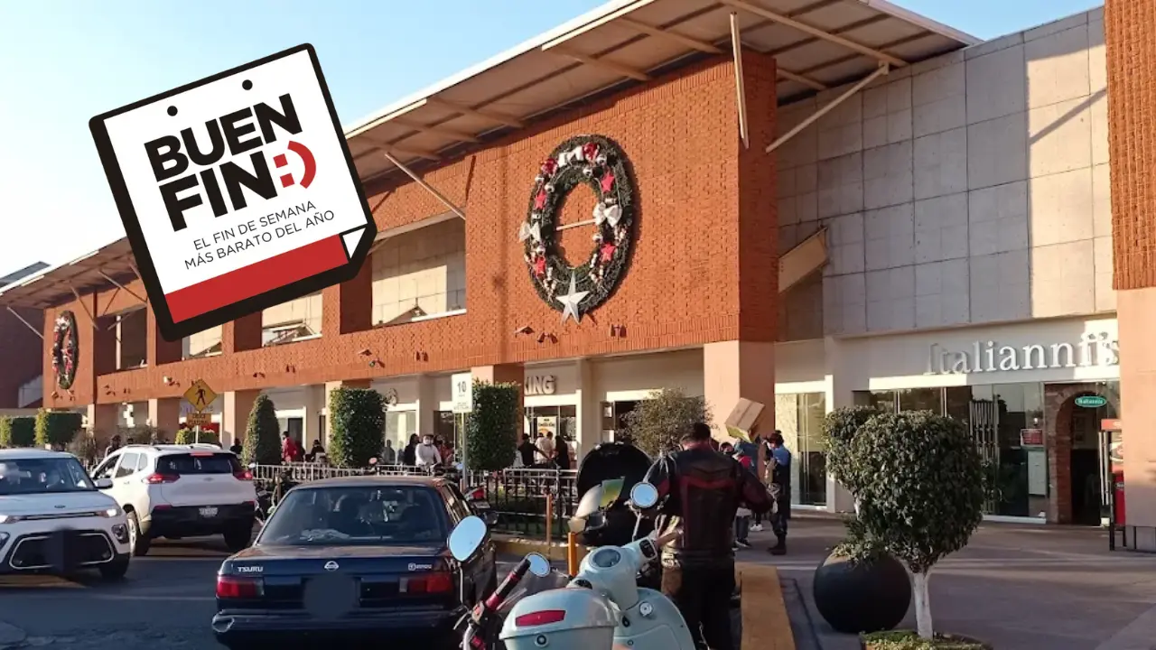 De fondo Plaza Oriente, logo del Buen Fin. Foto: Maps Ambar González | Gobierno de México