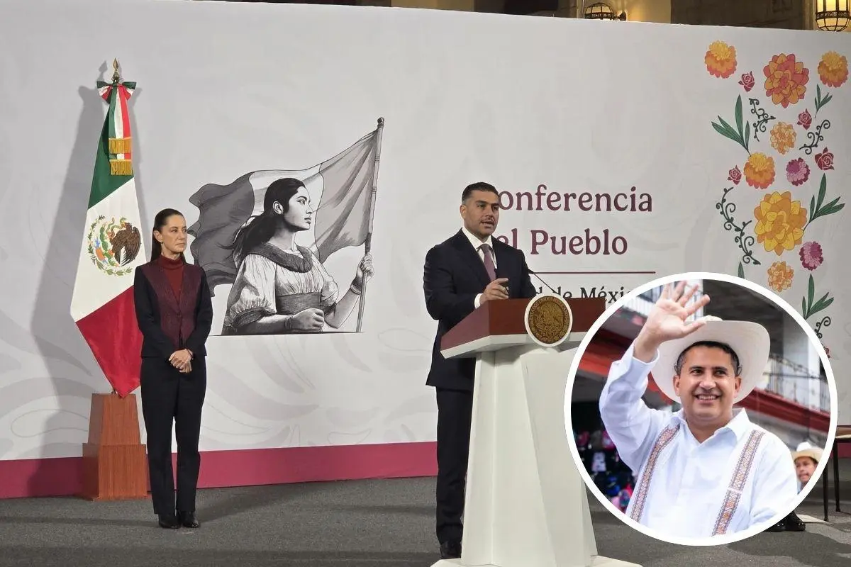Claudia Sheinbaum, Omar García Harfuch y Carlos Manzo. Foto: Mario Flores / Facebook (Carlos Manzo)