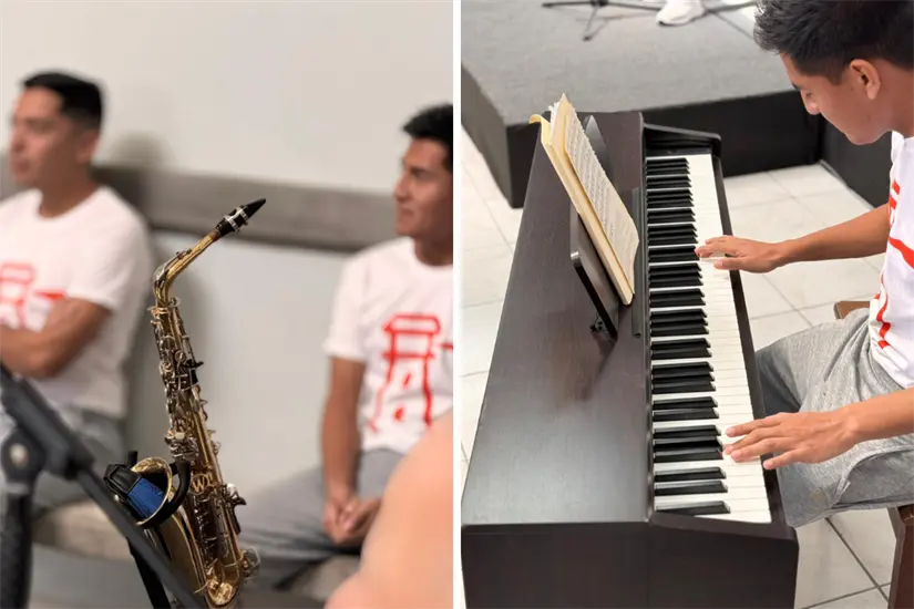 imagen recuadro El Centro de Reinserción Social 2 Norte da paso a una escuela de música que inspira esperanza y reconstrucción personal entre los internos. Foto: Marco de la Garza