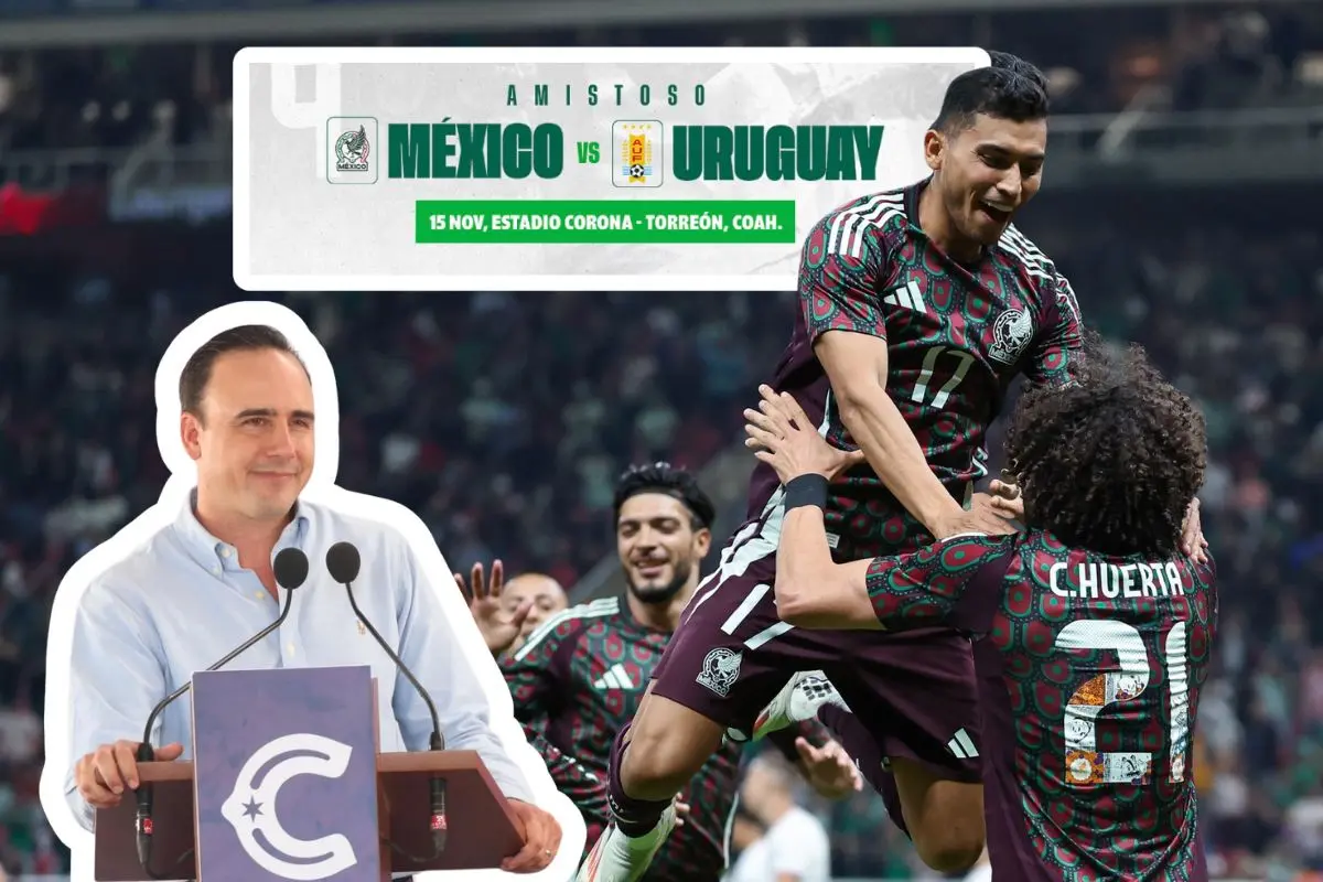Gobernador Manolo Jiménez. Imagen de la Selección Mexicana de futbol festejando un gol. | Manolo Jiménez | Canva