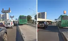 Cancelan licencia a chofer que subió camión a banqueta en avenida Miguel Alemán