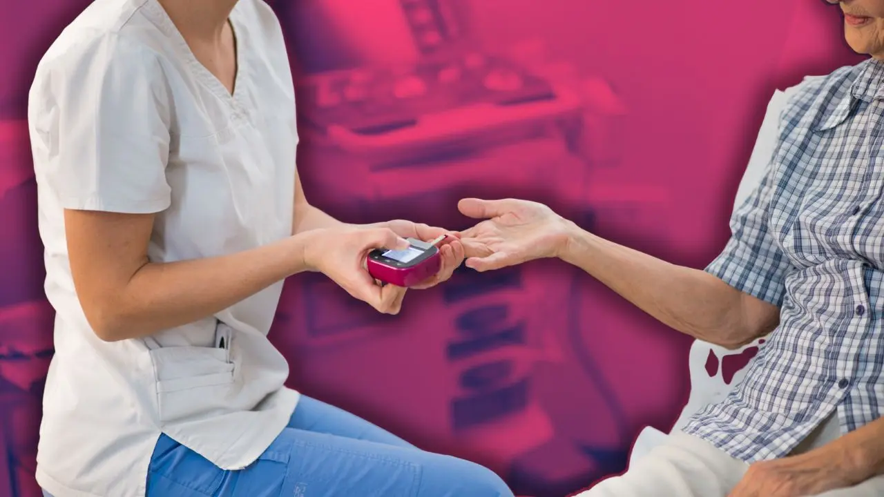 Una enfermera midiendo el nivel de glucosa de una paciente Foto: Canva