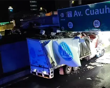 Cierre total en Viaducto por tráiler atascado en Cuauhtémoc; así fue el percance