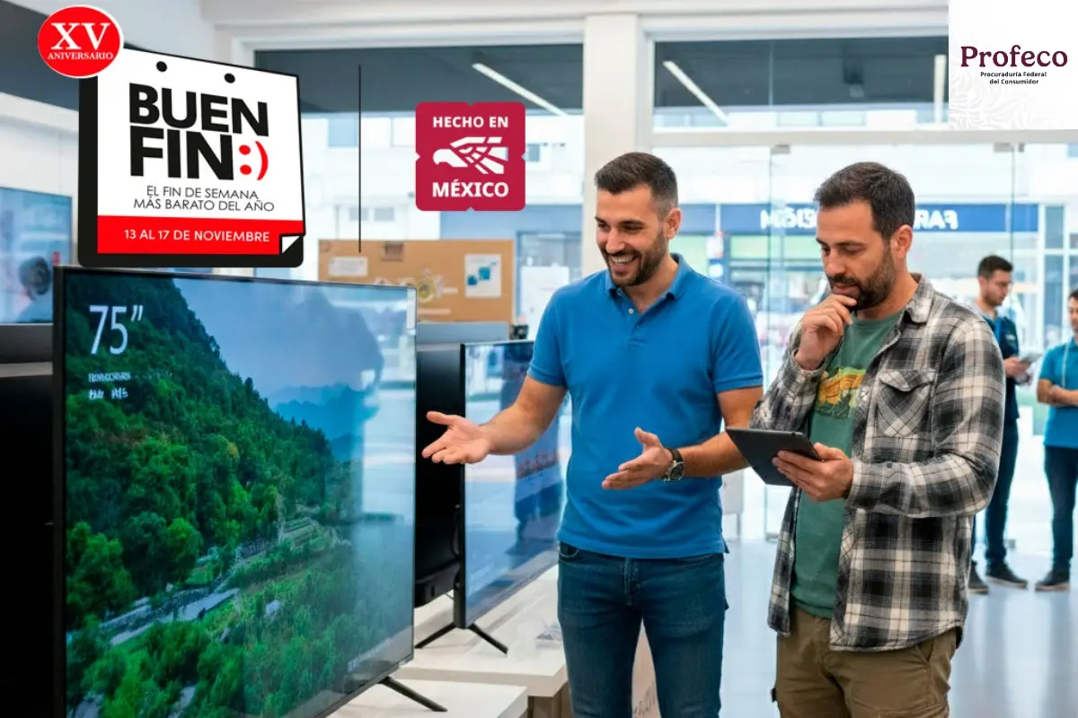 Ciudadano comprando una pantalla Foto: X(Twitter) @ElBuenFin