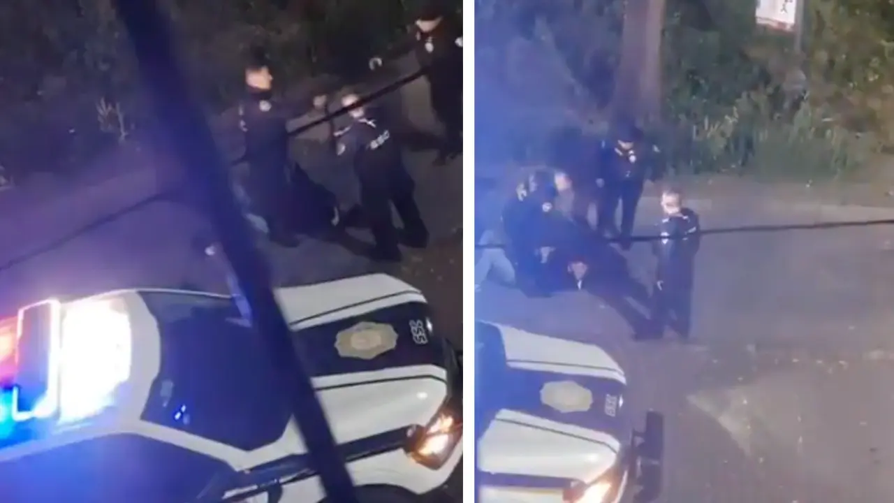 Policías que agredieron a joven de 21 años. Foto: Captura de pantalla X @c4jimenez