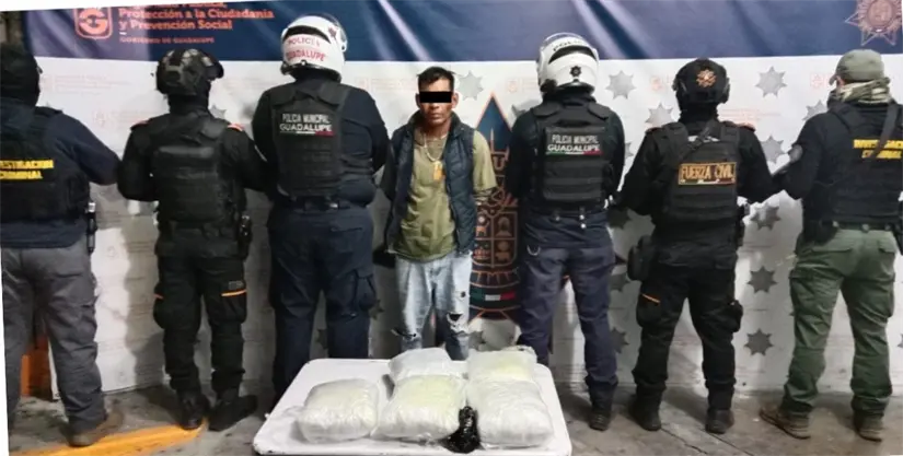 imagen recuadro Detenido con droga. Foto: Policía de Guadalupe.