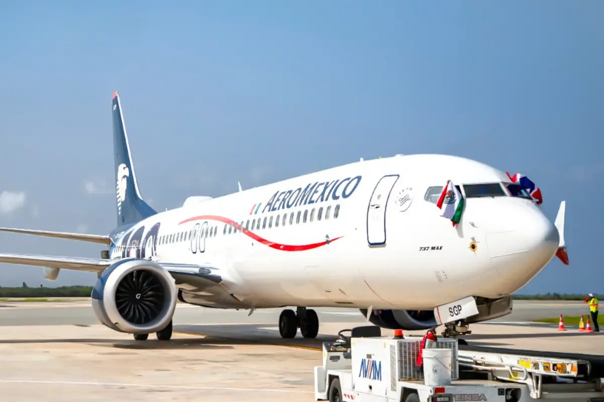 Avión de Aeoméxico. Foto: X (@Aeromexico)