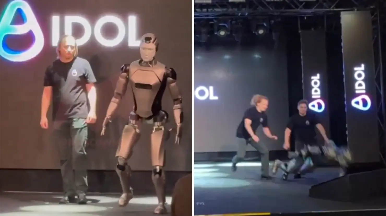 Primer robot humanoide se desploma en su debut en Rusia. Foto: X (@prensagrafica, @dibuenio)