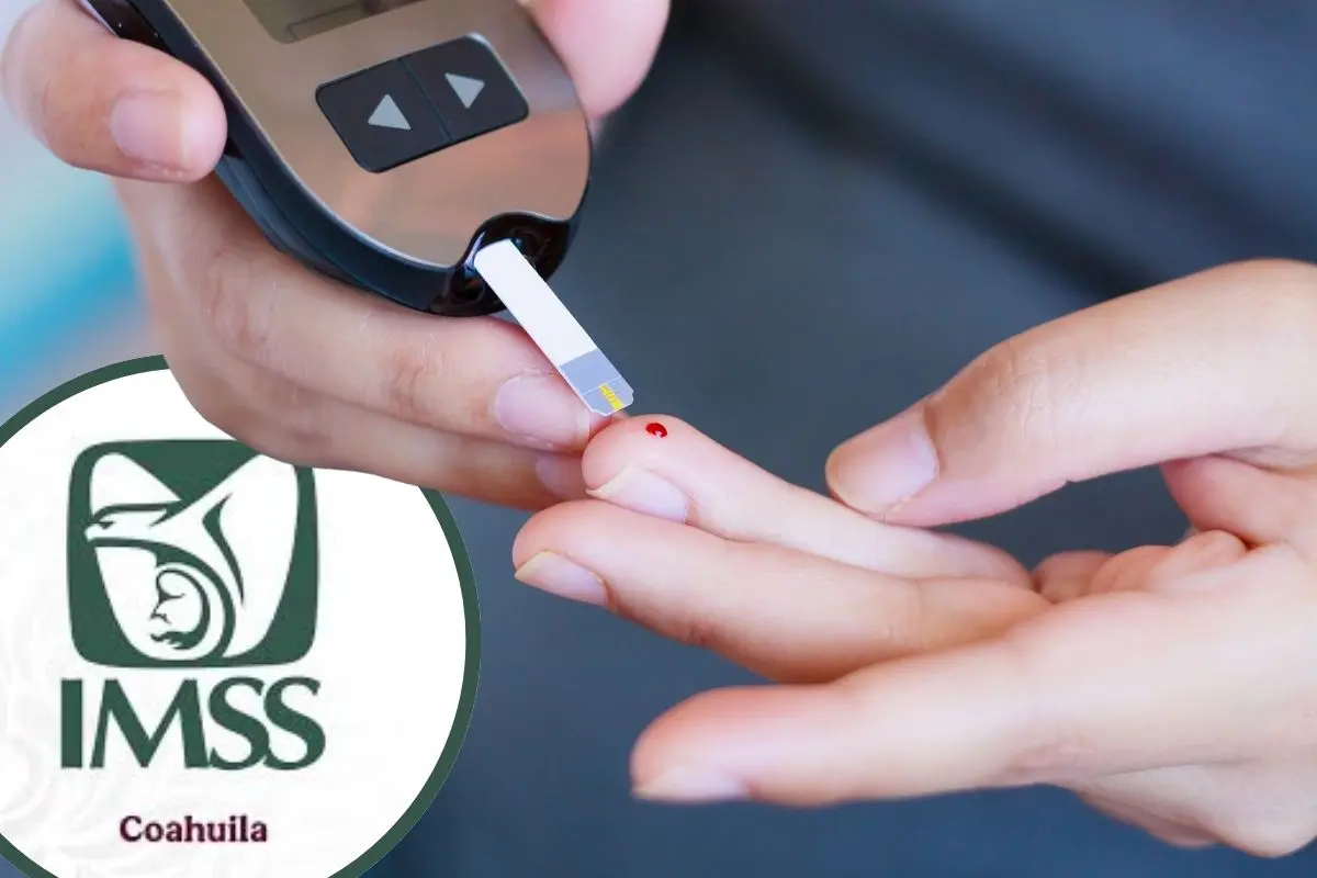 Una persona con diabetes realizando un chequeo de glucosa / Foto: IMSS Coahuila | Canva