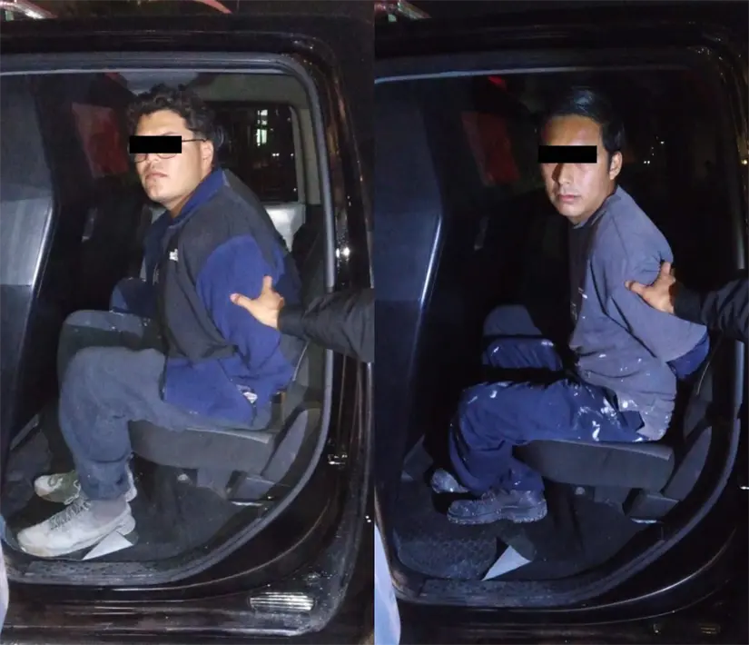 Los dos presuntos ladrones al momento de ser detenidos, fueron trasladados al Ministerio Público. Foto: Policía de Monterrey.