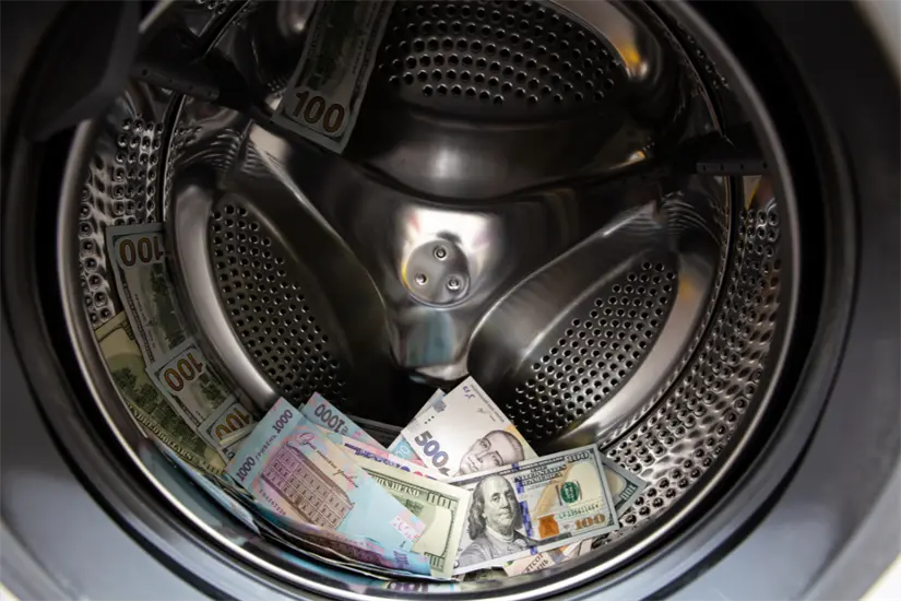 imagen recuadro Lavadora con dólares en billetes. Foto: Canva
