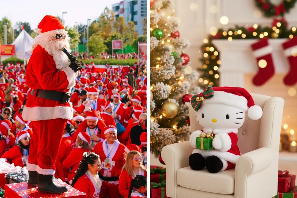 The Santa Run. Hello Kitty con temática navideña | Instagram @thesantarun | Gemini IA