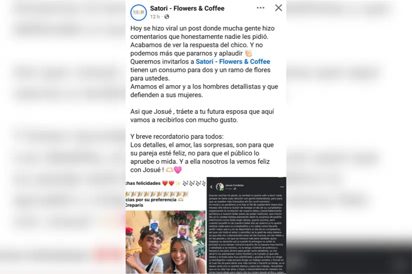 Tras la publicación de la pareja, negocios locales se sumaron para 