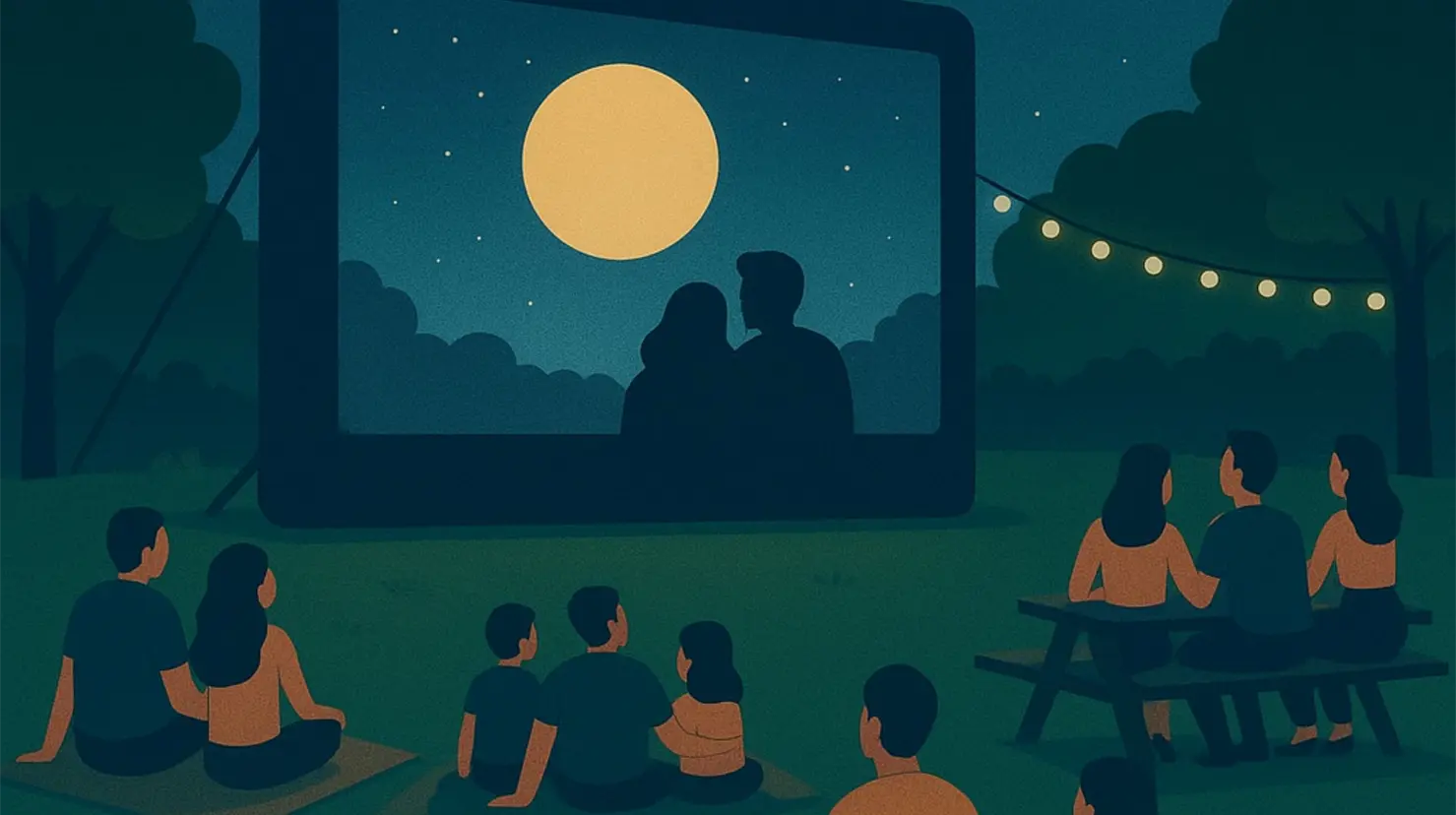 Animación de pícnic nocturno en CDMX. Foto: IA