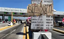 Integrantes de la CNTE toman la caseta de San Marcos en la autopista México–Puebla Integrantes de la CNTE toman la caseta de San Marcos en la autopista México–Puebla