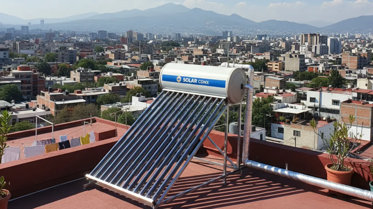 Calentador solar en azotea de casa en CDMX | Foto: Gemini IA