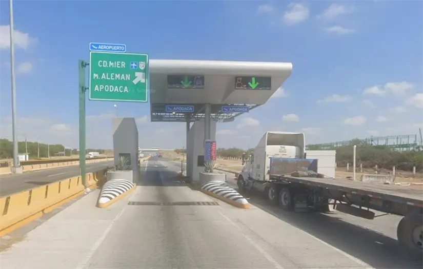 imagen recuadro La caseta Laredo-Miguel Alemán está ubicada en el municipio de Apodaca, Nuevo León. Foto: Google Maps