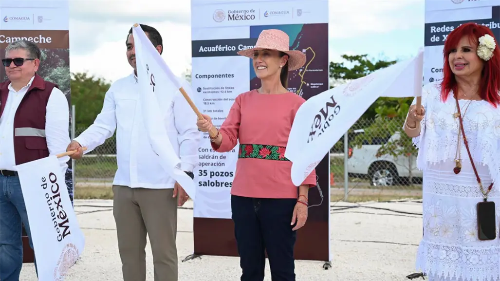 Claudia Sheinbaum da banderazo al acuaférico en Campeche; abastecerá a más de 250 mil habitantes