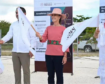 Claudia Sheinbaum da banderazo al acuaférico en Campeche; abastecerá a más de 250 mil habitantes